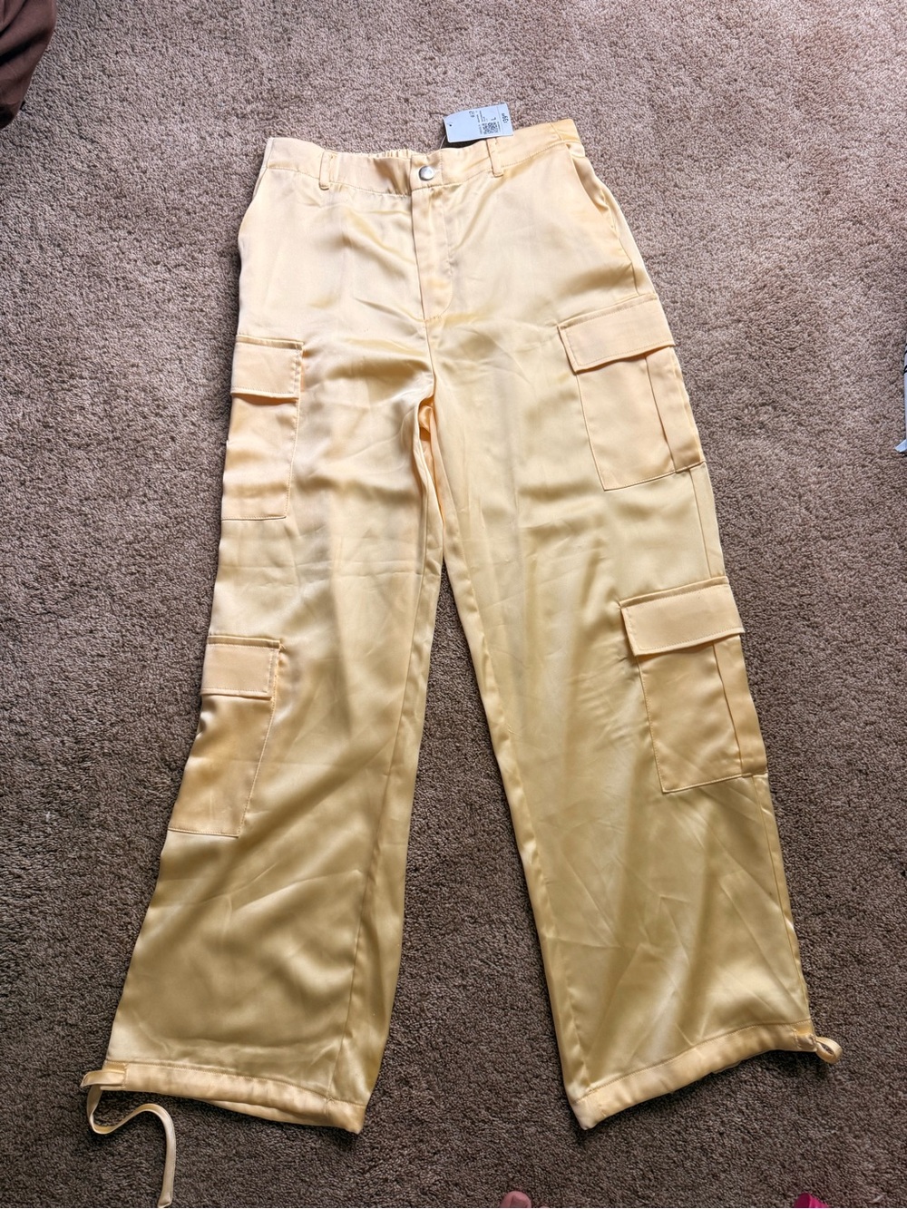 Forever 21 Pale Yellow Cargo Wide-Leg Pants